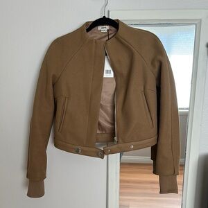 Jason Wu Brown Bomber Jacket with Ribbed Cuffs